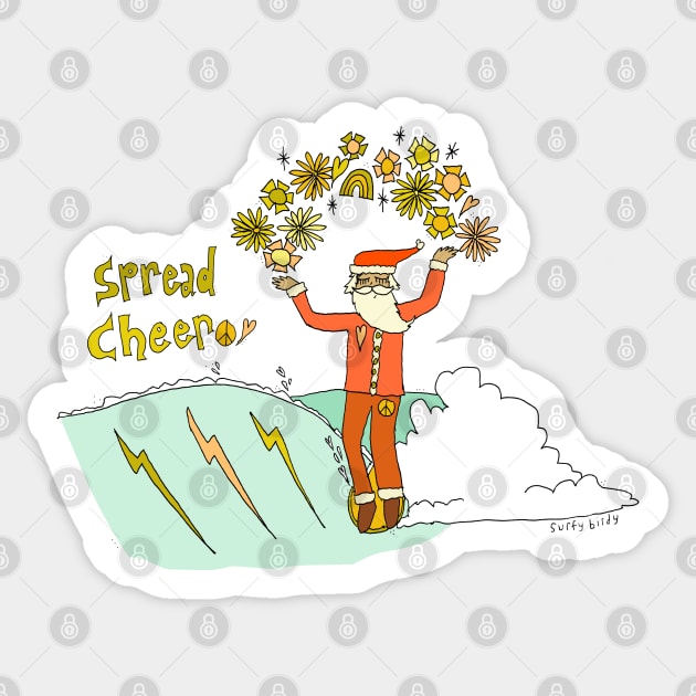 spread cheer // retro christmas surf art by surfy birdy Sticker by surfybirdy